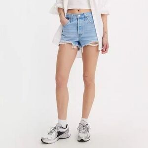 Levi's Blue Distressed Jean Shorts